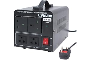 LVYUAN 1500VA 220V 110V Step Up & Step Down Voltage Transformer Converter UK to US Dual 110V & 220V outlets