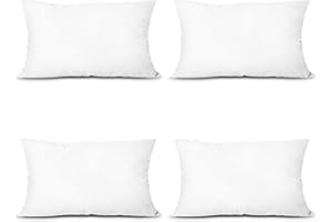 EDOW Throw Pillow Inserts, Set of 4 Lightweight Down Alternative Polyester Pillow, Couch Cushion, Sham Stuffer, Machine Washable. (White, 12x20)