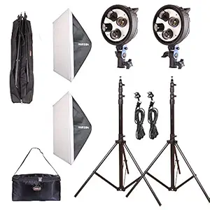 HARISON Quadlux Mark II Double Kit/Fluorescent Light for Still &Video/Softlight for Portait/YouTube Lighting/Each Light Accepts 4 LED Lamps