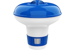 Housolution 5-Zoll Schwimmender Chlorspender,Pool Chemikalienschwimmer,Einstellbar Release Chlortablet Floater Dosierschwimmer Chlordosierer für Außenpools SPA Heißes Wasserbadewanne, Blau & Weiß