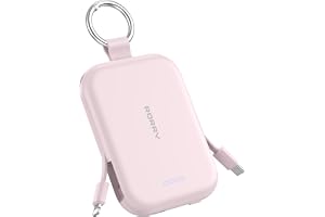 RORRY CharmGo 5 000 mAh powerbank, bärbar laddare med integrerade kablar och nyckelring, bärbart externt batteri för iPhone 1