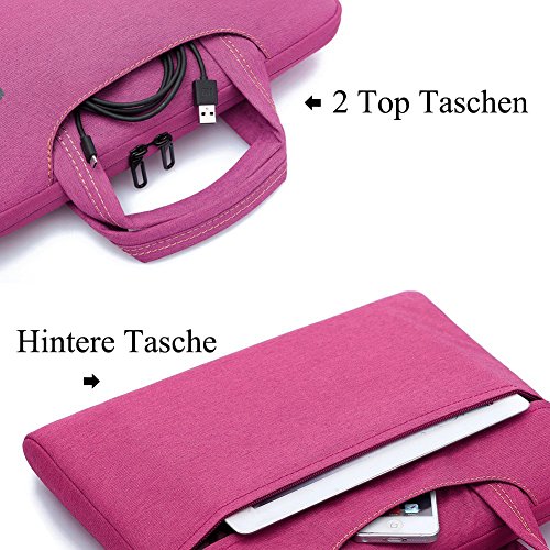 BRINCH leicht universal Gewebe wasserdichtes Anti-reißen Laptop Schutzhülle Aktentasche Handtasche/ Laptop Messenger Bag, Ultra Schutz mit weichem Schaum für 15 – 15,6 Zoll Laptop / Macbook / Notebook / Tablet / Ultrabook Computers(Apple / Acer / Asus / Dell / Fujitsu / Lenovo / HP / Samsung ) mit Fronttasche, zwei Rückentaschen & Griffe und Zubehör Tasche,Violett - 5