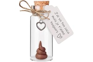 MISTER CURIOSITIES Fiole humoristique "J'ai vu ton caca mais je t'aime toujours" preuve d'’un amour sincère inconditionnel et absolu avec pendentif en forme de cœur