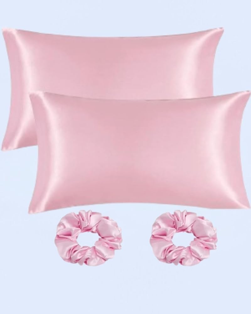 Ipeksi Saten 50x70 Cm Yastık Kılıfı 2 Adet, Kıvırcık Saçlar,Dalgalı ve Düz saçlar, Bordo 2 Adet Hediye Saten Toka,Cilt Dostıu,Cilt Bakım,Kozmetik,Hediyelik,Çeyizlik kullanılabilir (Pembe)