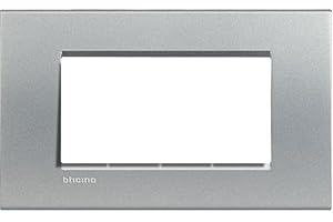 BTicino Livinglight Placca, 4 Moduli, Forma Rettangolare, Grigio Tech