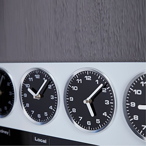 MODERNE WANDUHR „GLOBAL“ mit 4 Uhrwerken und Magneten silber schwarz von Xtradefactory - 4