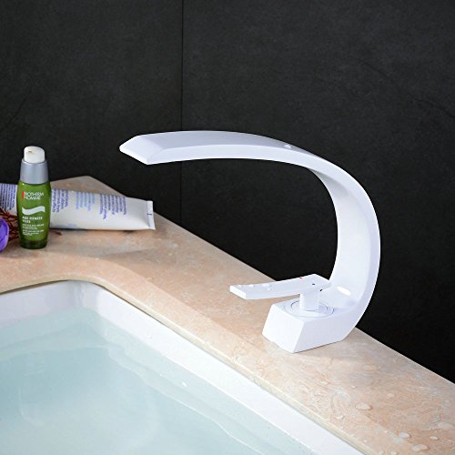 Hiendure® Einhand-Waschtischbatterie Wasserhahn Bad Waschbecken Armatur für Badzimmer,Weiß - 4