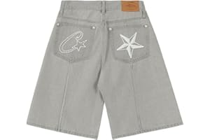 ORANDESIGNE Short Homme Cowboy Hip Hop Style Short Street Pocket Shorts Baggy Y2K Streetwear Unisexe Femme Jeans Straight Jorts pour Couples