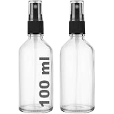 100 ml Kapaklı Siyah Sprey Şeffaf 100 Cc Fısfıs Kolonya Dezenfektan Şeffaf Cam Şişe 2 Adet (Şeffaf Şişe | Siyah Sprey, 100 ml