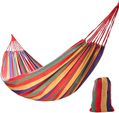 Pantipinky 2 Person Outdoor Portable Hammock for Camping, Hiking,Beach, Travel,Canvas Fabric,with Carrying Bag,Max 220kg Capacity,Max 230x150cm (Red)
