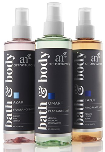 Tipo aturals Fragrance Mists and Air Freshener - (3 x 8 FL oz/236ml) - For Bath, Body, Home & Work - Signature Scents of Azar, tanji and Omari
