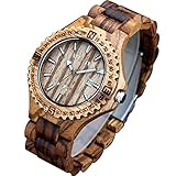 XLORDX Classic Herren Holz ZebraHolz Braun Datum Armbanduhr Quartz Analog