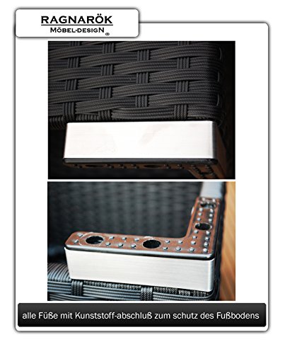 PolyRattan Lounge DEUTSCHE MARKE -- EIGNENE PRODUKTION 7 Jahre GARANTIE Garten Möbel incl. Glas und Polster Ragnarök-Möbeldesign (schwarz) Gartenmöbel