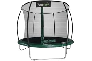 JUMPPRO Jump PRO Xcite Round Trampoline in 3 sizes. Galvanised Steel for Rust Resistance. Thick Green Padding. Strong Sturdy High Specification with Inner Safety Enclosure for Added Safety.