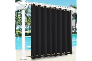 LiveGo Outdoor Curtains for Garden Patio Gazebo Pergola,Waterproof,Windproof,Blackout Thermal Insulated Double Grommet(Top and Bottom) Outdoor Curtains for Garden Patio Door(1 Panel,100"*84",Black)