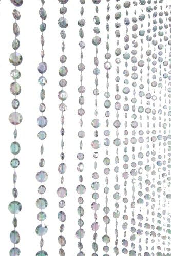 ShopWildThings Diamante Duo Beaded Curtain with Large Diamonds and Iridescent Finish Clear Beads, 3 by 6-Feet