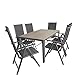 Produktbild Wohaga 7tlg. Gartenmöbel Terrassenmöbel Set Gartengarnitur Sitzgruppe Alu/Polywood Gartentisch 150x90cm Schwarz/Braun-Grau + 6X Hochlehner klappbar 2x2 Textilenbespannung
