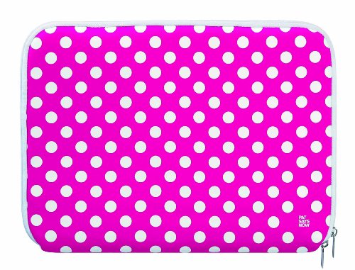 Pat Says Now Polka Dot Sleeve f  r Notebook bis 43 1 cm  17 Zoll  pink wei  