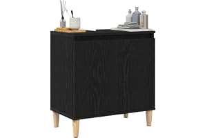 vidaXL Badrumsskåp med handfat Svart Ek 58 x 33 x 60 cm | Massor av plats för alla dina grejer, Modern stil som ger en härlig känsla, Gjord av kvalitetskonstruerat trä