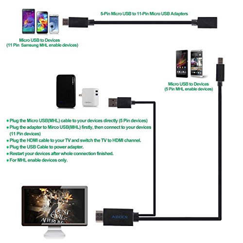 Pistazie MHL KIT UNIVERSAL MHL Micro-USB auf HDMI-Kabel 6,5 Füße Adapter 1080p HDTV für Galaxy S5 S4 S3 Note 4 Note 3 Note 2 Galaxy Tab 3 8.0 HTC LG Sony und mehr mhl-feature Telefon - 4