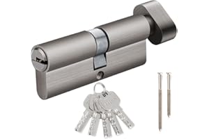 Hengsong Cylindre de serrure à bouton 40/40, cylindre de serrure avec bouton pour porte d'entrée, porte d'entrée, serrure de sécurité, serrure de porte d'entrée, serrure de porte de jardin, serrure de