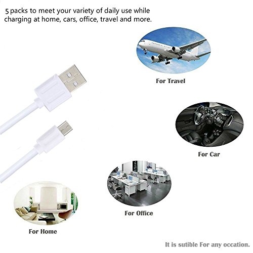 Mirco USB Synawire Kabel[ 5-Pack, 10 Inches]- kurz Ladekabel mit dem schnellesten Geschwindigkeit für Samsung, Nexus, LG, Motorola, Android Smartphones und Mehr— Weiß - 6