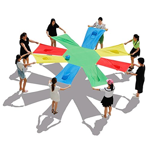 Sonyabecca Tende Giochi Bambini Gioco Paracadute 12 'con 12 Maniglie per Interni & Esterni (6 - 12 Kids Play)
