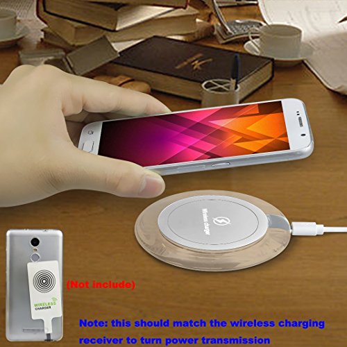 2 in 1 Qi Ladegerät Receiver + Qi Wireless Charger, ZXK Qi Wireless Ladegerät Induktive Ladestation Qi Wireless Charger für Samsung Galaxy S6, S6 Edge, Note 5, Nexus 7 2nd Gen, Nexus 4/5/6, LG Optimus Vu2/G2/G3, Nokia Lumia 920/1020/928, Nexus 5 usw.- Weiß - 3