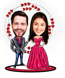 Grace Caricature Personalized Gifts for Couples Cutout (Wooden, 9inch x 6.5inch, Multicolour) CARI0032