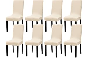 mafudoxi Stuhlhussen 8er Set, Stretch Abnehmbare Waschbar Stuhlbezug, Stretch Stuhlhusse mit Gummiband, für Hotel, Bankett, Restaurant, Haus, Party, Hochzeit(Beige, 8Stück)