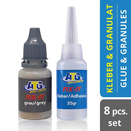 ATG FIX-IT - L'adhésif industriel Superglue adhésif universel avec granules gris alu PVC bois verre pierre céramique métal et plus d'autre