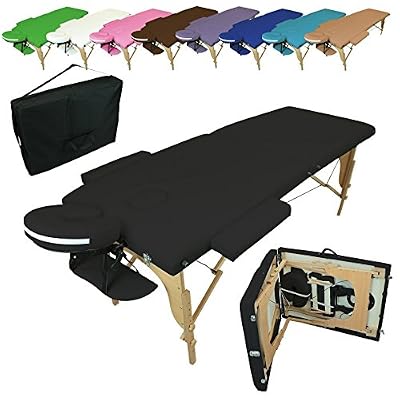 Vivezen Linxor France ® Table de massage pliante 2 zones en bois avec panneau Reiki + accessoires et housse de transport - Neuf coloris - Norme CE