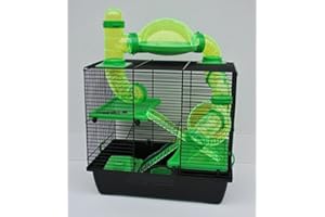 Interzoo Nagerkäfig,Hamsterkäfig,Zwerghamsterkäfig, Rocky,Teddy Lux,Hamster,Maus,Nager,Käfig,Mäusekäfig incl. Röhrensystem in grün