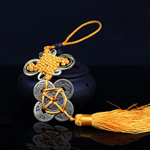 the Chinese Feng Shui Red of Knot five Ancient Coins be representative for Wealth and Health (yellow Plum 6)