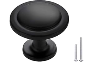 BIGLUFU Pomo para Armario Redondo, 30mm Tirador para Cajón, Pomos Tiradores de Mueble, Perillas de Gabinete Perillas de Cajón, para Puertas Armarios de Cocina (30, Negro)