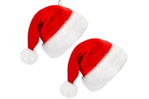 QCCOSER Weihnachtsmütze Hüte, Nikolausmütze Plüsch Rand Weihnachtsfeier Rot Santa Mütze Hüte Für Erwachsene und Kinder, Weihnachtsmann Cap Neujahr Festliche Holiday Party Supplies