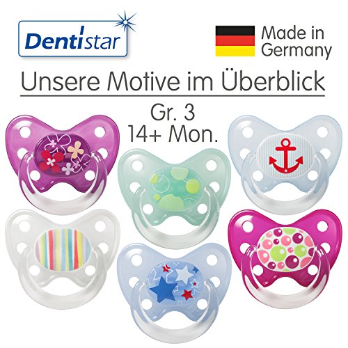 Dentistar® Latex-Schnuller – Größe 3, ab 14 Monate – Nuckel zahnfreundlich aus Naturkautschuk für Babys ab dem ersten Backenzahn - 8