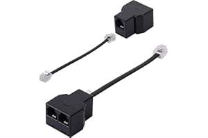 HAWAKA 2 Pack Telefono RJ11 6P4C Adapter a 2 Vie, RJ11 6P4C Maschio a Converter Female con 5 Pollici Cable, Adapter a Wallet Jack Splitter für Festleitung
