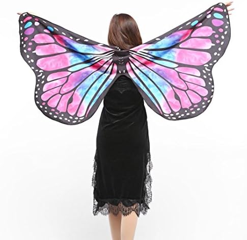Women Shawl Sonnena 147*70CM Butterfly Wings Wrap Shawl Fairy Ladies Girls Nymph Pixie Costume Dresses Capes Stoles Coat Accessory Good Decoration For Party Dress up Easter Day Gift (Shawl, D- Pink)