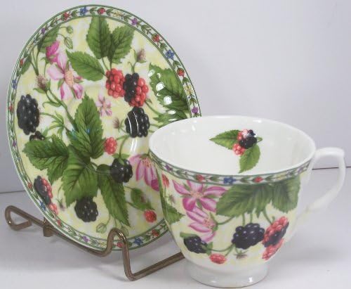 Fine English Bone China Cup and Saucer Blackberry Chintz by ChinaFind