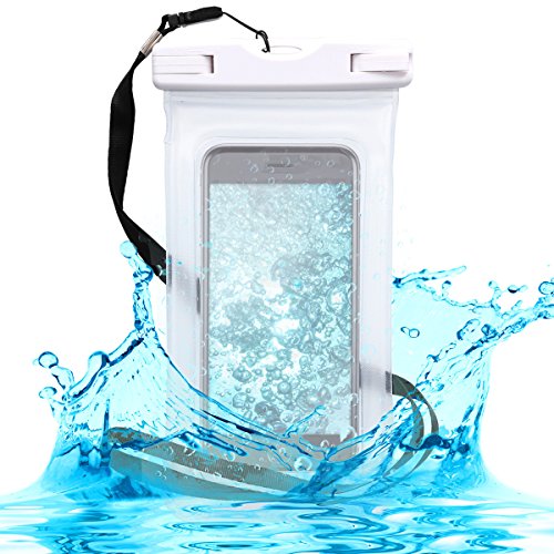 kwmobile VerschlieÃŸbare Smartphone Outdoor Beachbag Tasche - SchutzhÃ¼lle mit Armschlaufe - Schwimmt im Wasser - Handy Beach Bag in WeiÃŸ Transparent