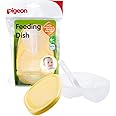 Pigeon Feeding Dish,For 6 + Month Babies,Feeding Dish with Stopperr Spoon,BPA Free,White & Yellow