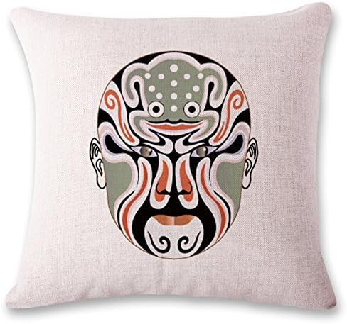 Pillow Case,Peking Opera Facebook, Cushions cotton Linen Home Decorative Soft Pillow Case Covers for sofa Chair Car Bay Window Bar Cafe Restaurant Party Decorations Outdoor Indoor Cushion Covers 45*45cm,C