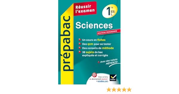 Sciences 1re Es L Prépabac Réussir Lexamen Cours Et - 