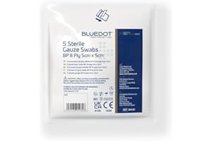 Blue Dot BP 8-Ply Sterile Gauze Swabs 5-Piece Set, 5 cm x 5 cm Size