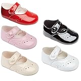 Baby Girls Baypods First Pram Shoes -Button Fastening with Hole & Petal Punch Detail