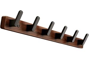 Aovansi Solid klädkrok med 6 krokar, moderna klädkrokar vägg för kappor, jackor, handväskor, mössor, halsdukar, krokställ för sovrum, garderob, kök, svart valnötsträ (55cm)