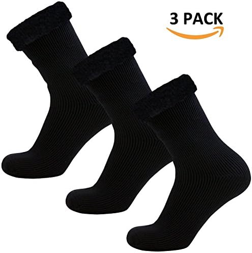 Well Knitting 3 Pairs Womens Extra Warm Comfortable Thick Winter Outdoor Working Ski Hiking Brushed Thermal Socks UK Size 5-9 Black