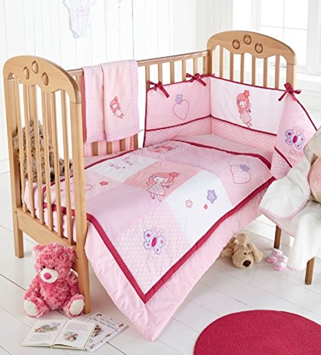 Enchanted Pink Quality Cot Bumper & Cot Quilt Set Great Value