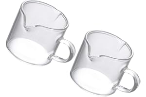 Luxshiny 2Pcs Mini Brocca di Vetro Brocchetta da Latte Doppia Beccuccio Creamer Tazza Salsa Brocca Brocca di caffè in Vetro per La Cucina Domestica (75Ml)